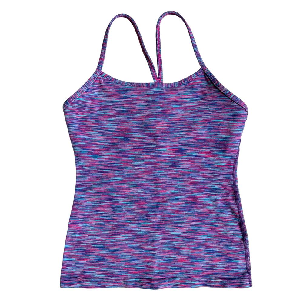 Lululemon Power Y Tank (Pink / Purple / Blue Striped) - Size 4